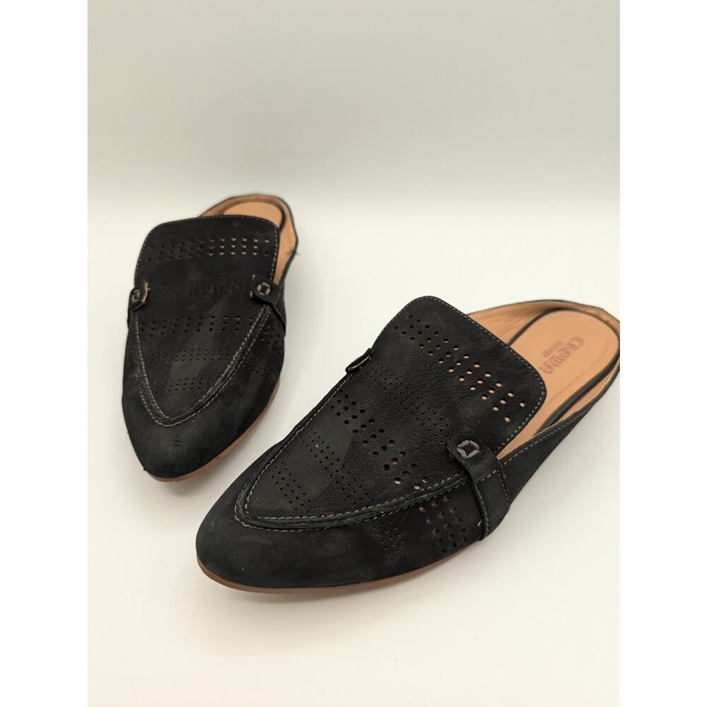 Crown Vintage | Katrine Laser Cut Suede Leather Mule Shoes | Size 8M